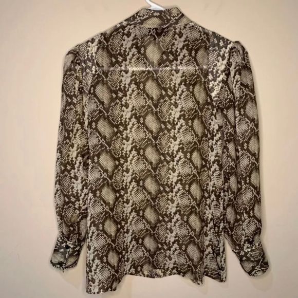 NILI LOTAN Lorena Snake-Print Silk Blouse Long Sleeve Sheer Top Extra Small - Picture 5 of 9